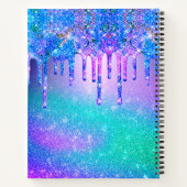 New beginnings blue ombre drips monogram large notizblock (Rückseite)