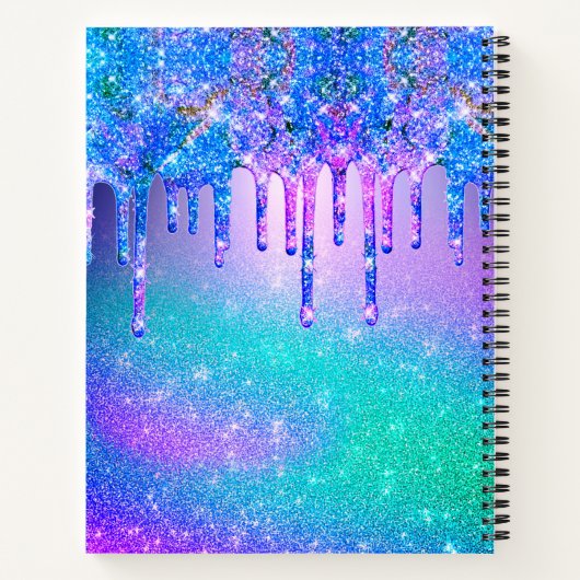 New beginnings blue ombre drips monogram large notizblock (Rückseite)