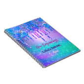 New beginnings blue ombre glitter drips monogram notizblock (Rechte Seite)