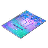 New beginnings blue ombre glitter drips monogram notizblock (Linke Seite)