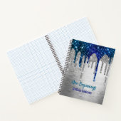 New beginnings Blue silver Drips monogram large Notizblock (Innenseite)