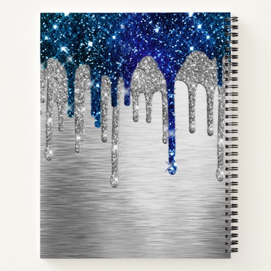 New beginnings Blue silver Drips monogram large Notizblock (Rückseite)