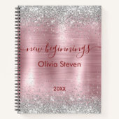 new beginnings blush silver faux glitter large notizblock (Vorderseite)