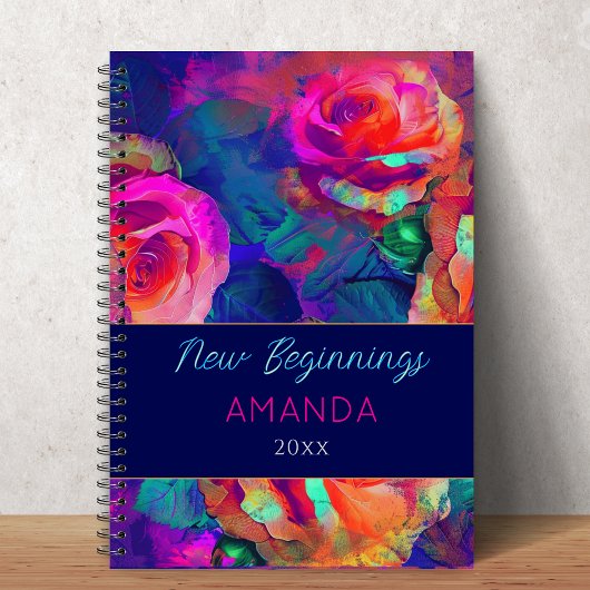 New beginnings colorful bright flowers custom notizblock