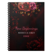 New beginnings dark red black floral notizblock (Vorderseite)