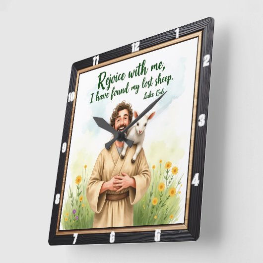 New Beginnings: Found My Sheep Quadratische Wanduhr (Winkel)