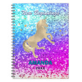 New beginnings gold unicorn Glitter monogram Notizblock (Vorderseite)