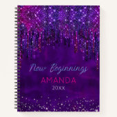 New beginnings Purple faux glitter Drips large Notizblock (Vorderseite)