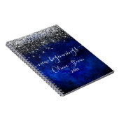 New beginnings royal blue silver faux glitter notizblock (Rechte Seite)