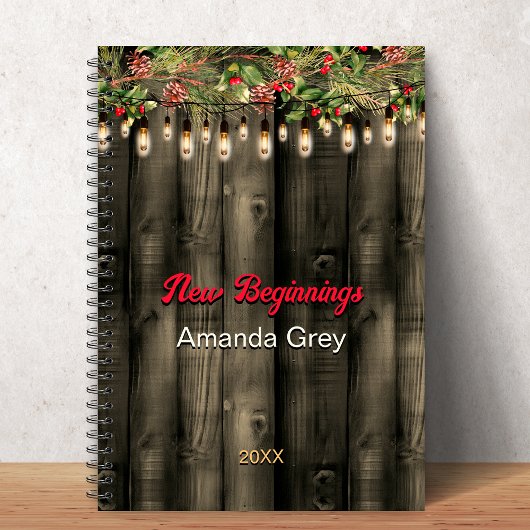 New beginnings Rustic Country greenery lights Notizblock