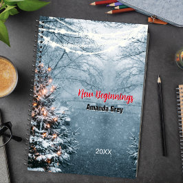 New beginnings woodland white tree custom large notizblock