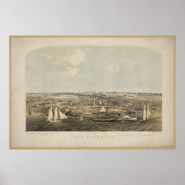 New Bern North Carolina 1864 Antique Panoramabalka Poster