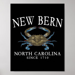 New Bern North Carolina Crab Town Seit 1710 Weiß Poster