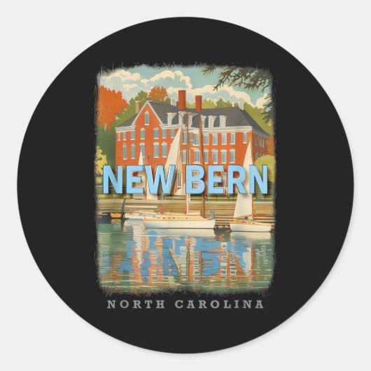 New Bern North Carolina Nc Historic Charm Sd515 Runder Aufkleber (Vorderseite)