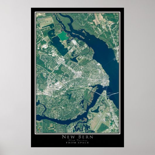 New Bern North Carolina Satellitenplakatkarte Poster (Vorne)