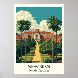 New Bern North Carolina Vintag Historische Zuhause Poster