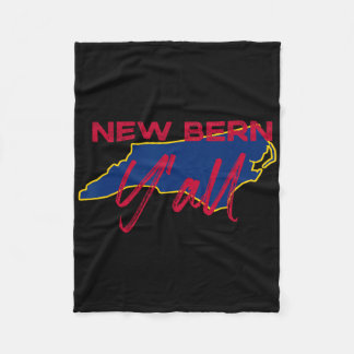 New Bern North Carolina Y'All Nc Pride State Karte Fleecedecke