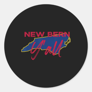 New Bern North Carolina Y'all Nc Stolz Staats Kart Runder Aufkleber