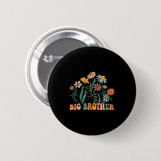 New Big Brother Wildflower First Birthday & Ba Button (Vorne & Hinten)