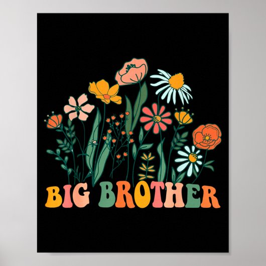 New Big Brother Wildflower First Birthday & Ba Poster (Vorne)