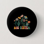 New Big Sister Wildflower First Birthday & Bab Button (Vorderseite)