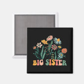 New Big Sister Wildflower First Birthday & Bab Magnet (Vorderseite/Rückseite)