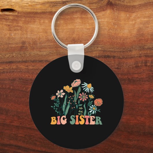 New Big Sister Wildflower First Birthday &amp; Bab Schlüsselanhänger (Vorderseite)