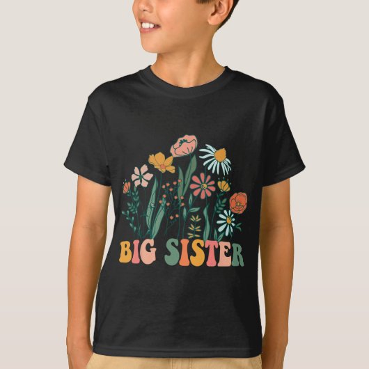 New Big Sister Wildflower First Birthday &amp; Bab T-Shirt (Vorderseite)