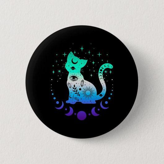 New Blue Gay Male Mlm Pride Flag, Astrology Cat Button (Vorderseite)