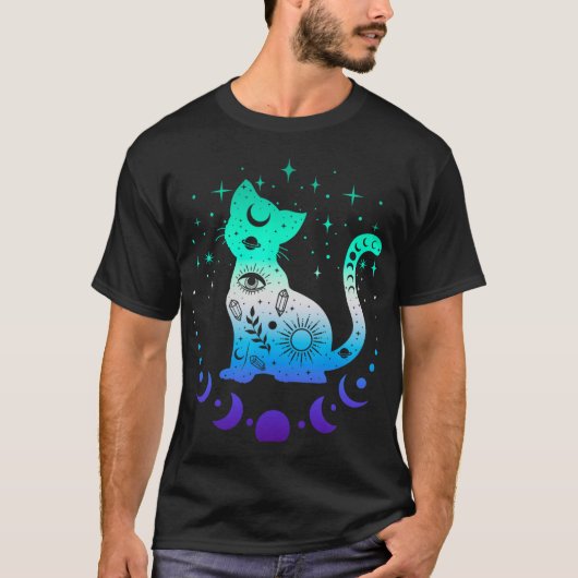 New Blue Gay Male Mlm Pride Flag, Astrology Cat  T-Shirt (Vorderseite)