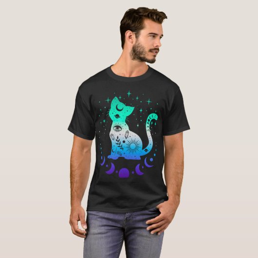 New Blue Gay Male Mlm Pride Flag, Astrology Cat  T-Shirt (Vorne ganz)