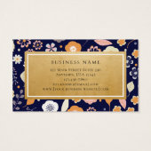New Blue Gold Florals Event Plane Business Card (Rückseite)