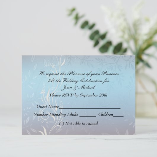 New Blue Wedding RSVP (Stehend Vorderseite)