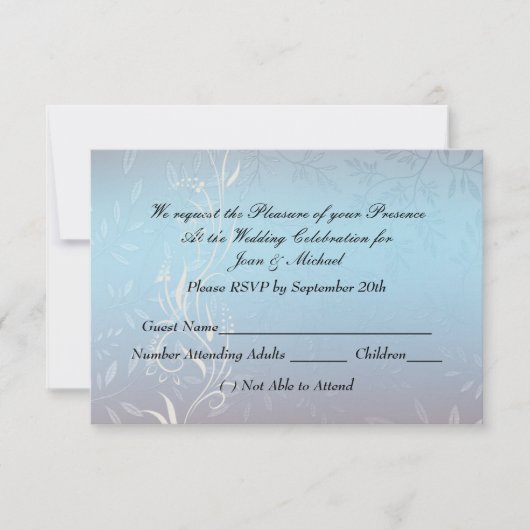 New Blue Wedding RSVP Karte (Vorderseite)