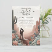 New Boho Leaf Wüste Cacti Sukkulentes Brautparty Einladung (Stehend Vorderseite)