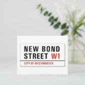 New Bond Street, London Street Sign Postkarte (Stehend Vorderseite)