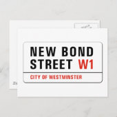 New Bond Street, London Street Sign Postkarte (Vorne/Hinten)