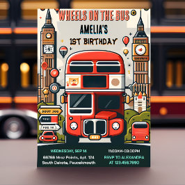 New Boy Niedlich Girl Tour City Party Bus 1. Gebur Einladung