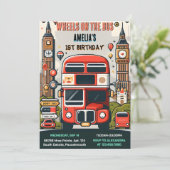 New Boy Niedlich Girl Tour City Party Bus 1. Gebur Einladung (Stehend Vorderseite)