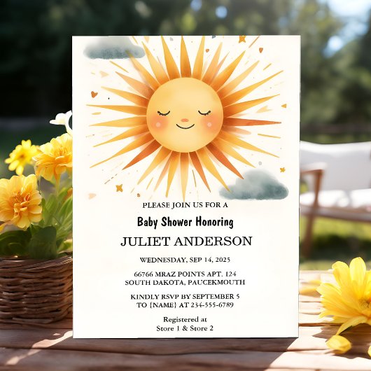 New Boy Pink Einzigartige Sky Cloud Sunshine Baby  Einladung