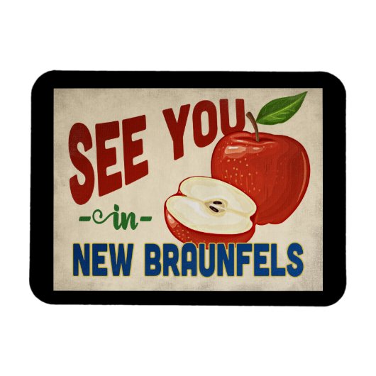 New Braunfels Texas Apple - Vintage Travel Magnet (Horizontal)