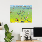New Braunfels Texas Cartoon Map Poster (Heimbüro)