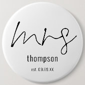 New Bride Mrs. Script Name Keepake Button (Vorderseite)