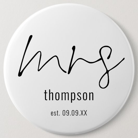New Bride Mrs. Script Name Keepake Button (Vorderseite)