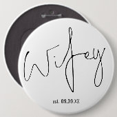 New Bride Wifey Script Name Keepake Button (Vorne & Hinten)