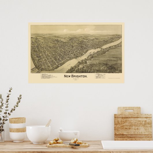 New Brighton, PA Panoramic Map - 1901 Poster (Küche)