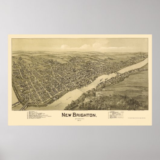New Brighton, PA Panoramic Map - 1901 Poster (Vorne)