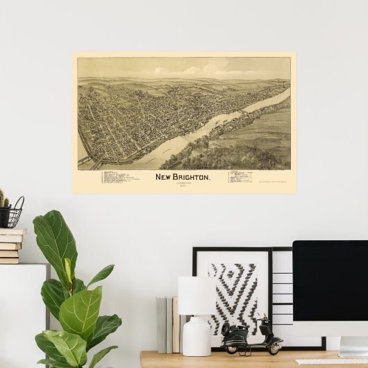 New Brighton, PA Panoramic Map - 1901 Poster (Heimbüro)