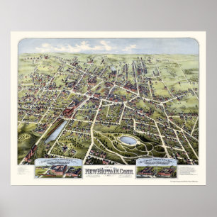 New Britain, CT Panoramic Map - 1875 Poster