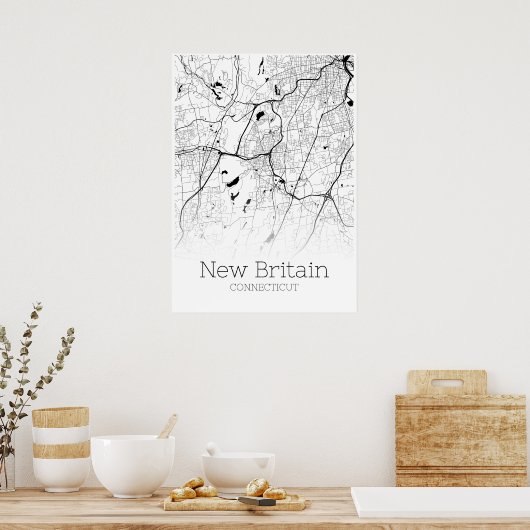 New Britain Map - Connecticut - City Map Poster (Küche)